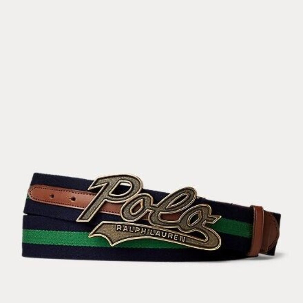 Polo Ralph Lauren Logo Buckle Striped Belt